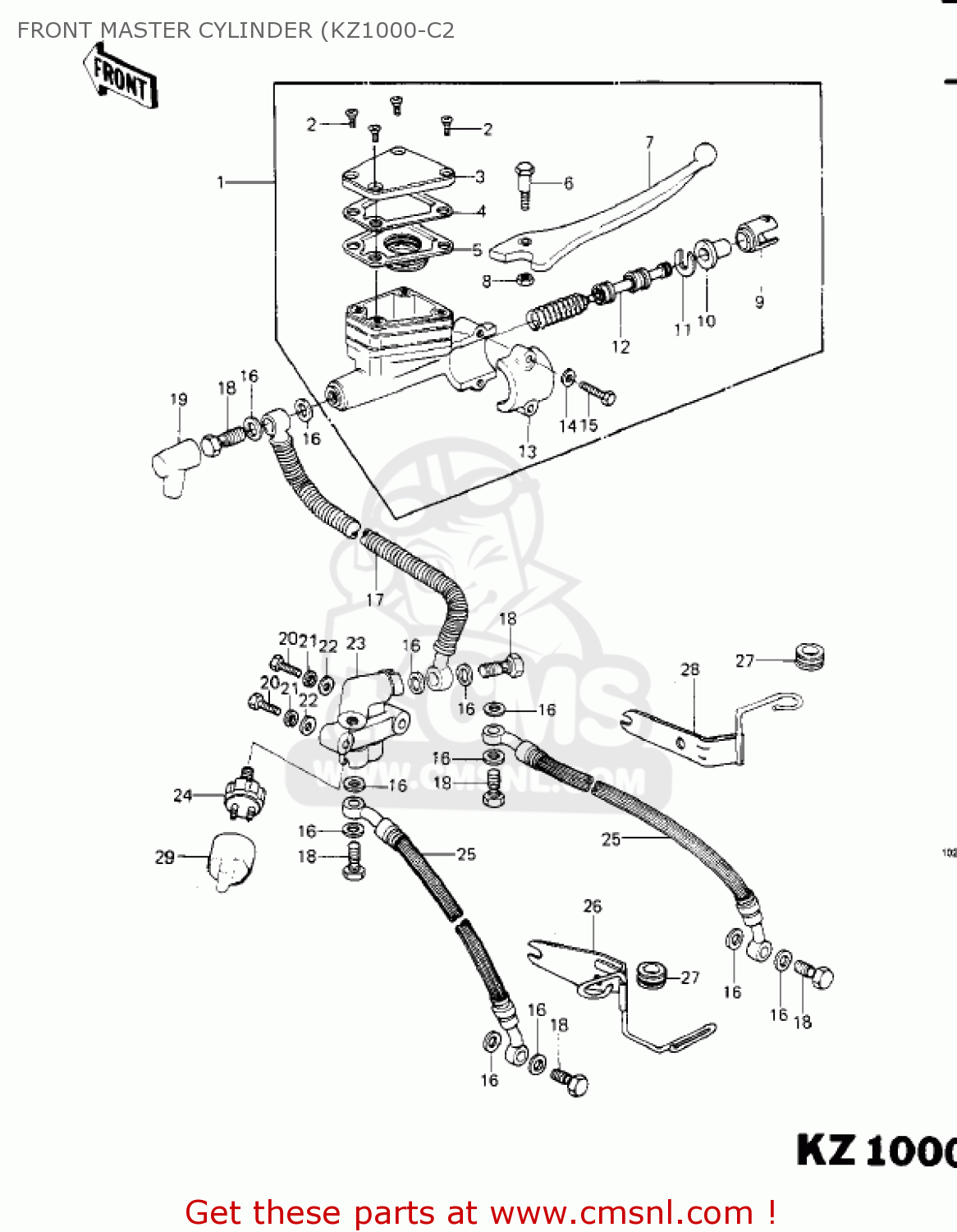 FRONT MASTER CYLINDER (KZ1000-C2 KZ1000C2 POLICE 1000 1979 USA CANADA