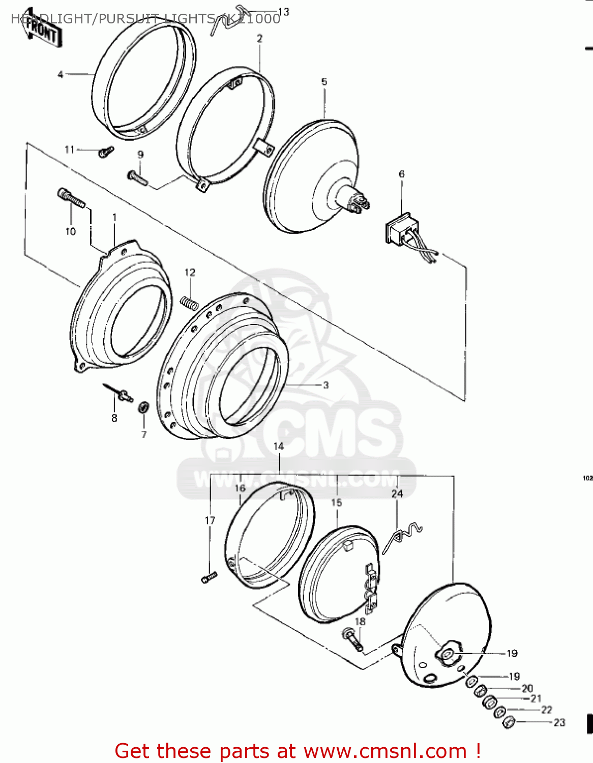 HEADLIGHT/PURSUIT LIGHTS (KZ1000 KZ1000C2 POLICE 1000 1979 USA CANADA