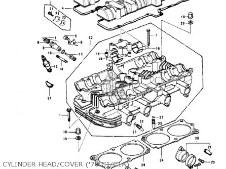 CYLINDER HEAD/COVER ('78 C1/C1A) - KZ1000C2 POLICE 1000 1979 USA CANADA