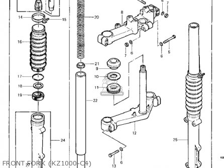 FRONT FORK (KZ1000-C4) - KZ1000C2 POLICE 1000 1979 USA CANADA