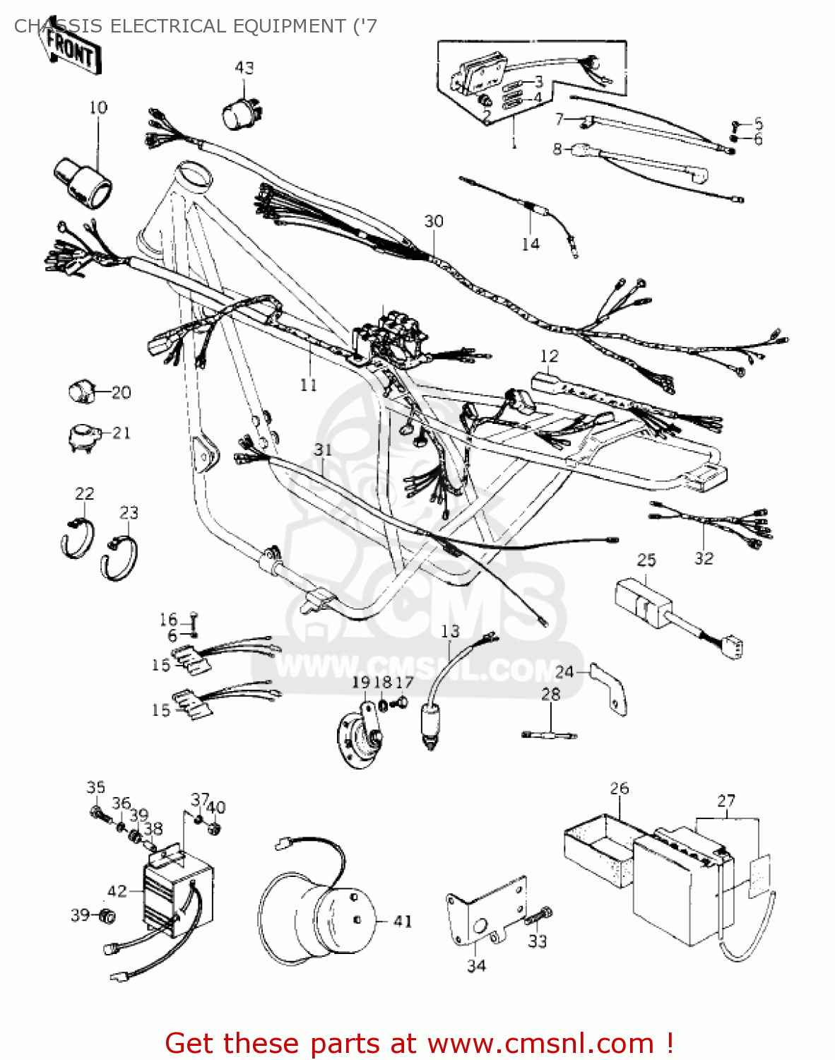Kawasaki KZ1000C3 POLICE 1000 1980 USA CANADA CHASSIS ... kz1000 fuse diagram 