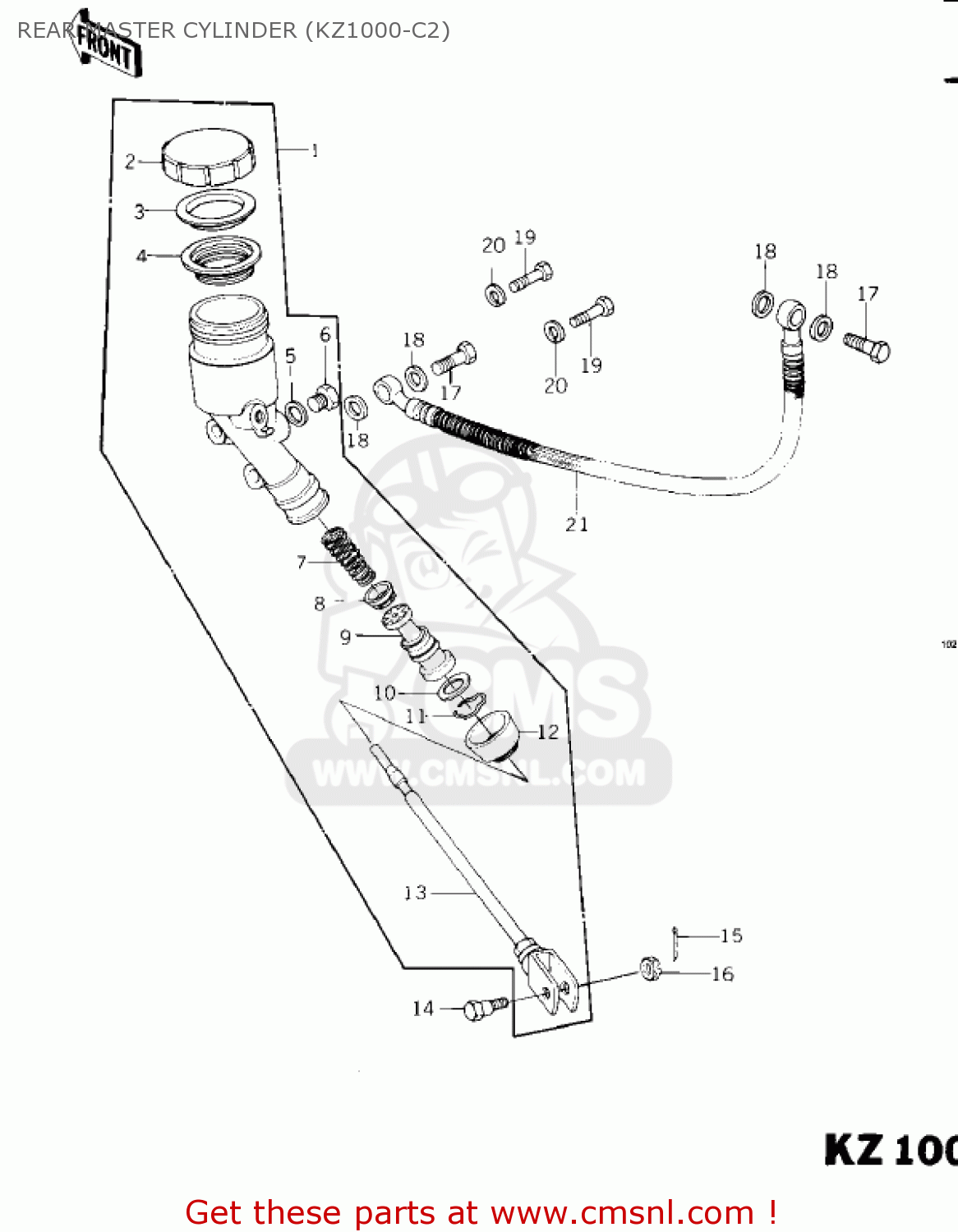 REAR MASTER CYLINDER (KZ1000-C2) KZ1000C3 POLICE 1000 1980 USA CANADA