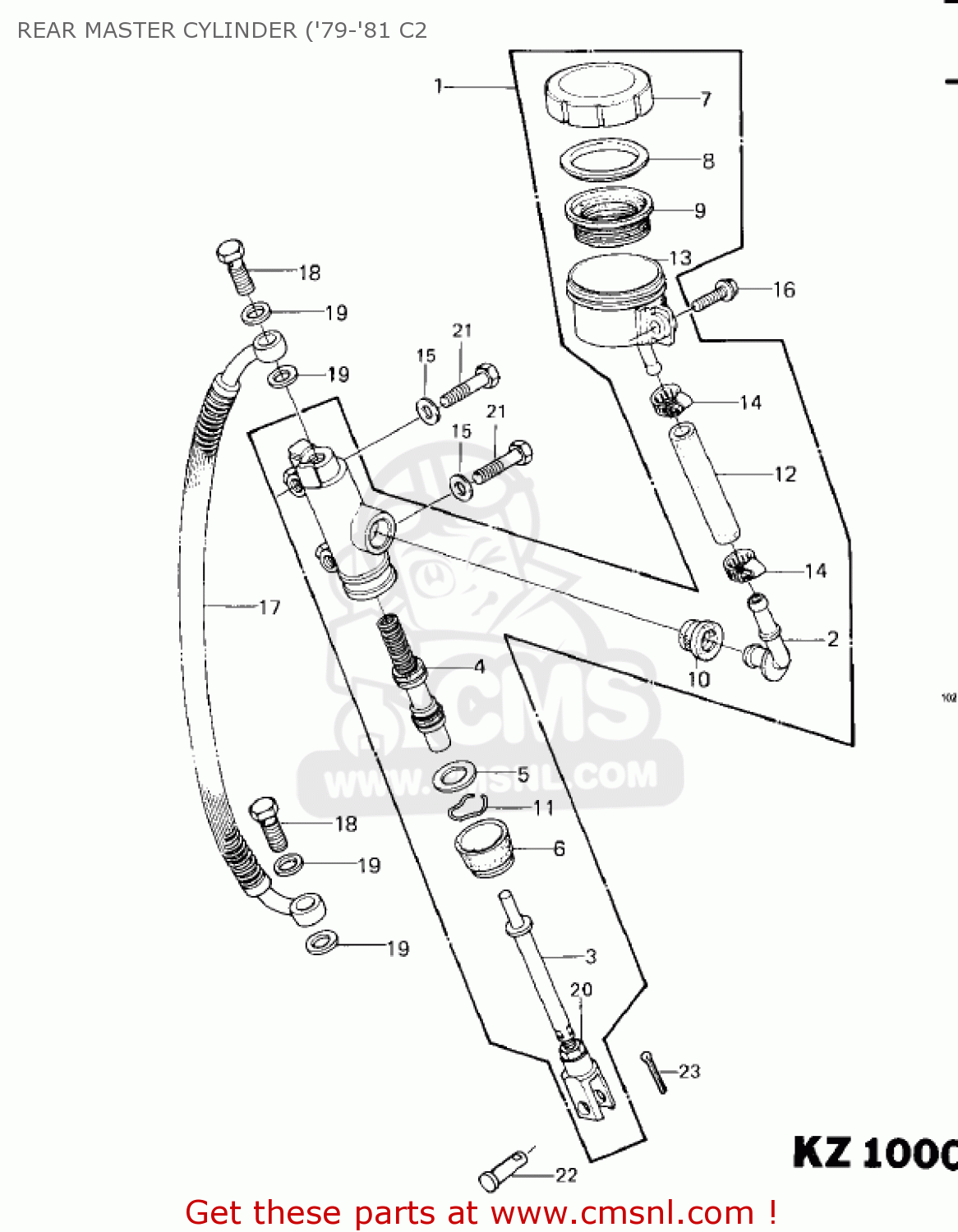 REAR MASTER CYLINDER ('79-'81 C2 KZ1000C3 POLICE 1000 1980 USA CANADA
