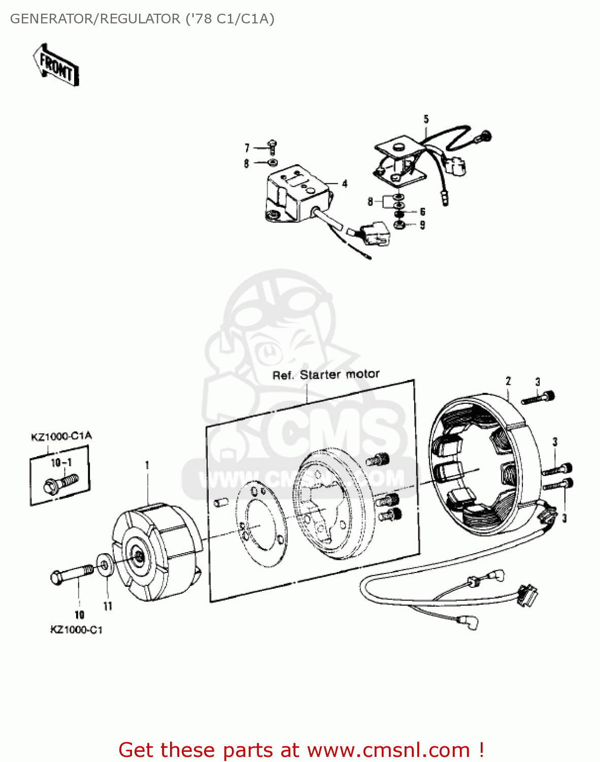 GENERATOR/REGULATOR ('78 C1/C1A) KZ1000C3 POLICE 1000 1980 USA CANADA