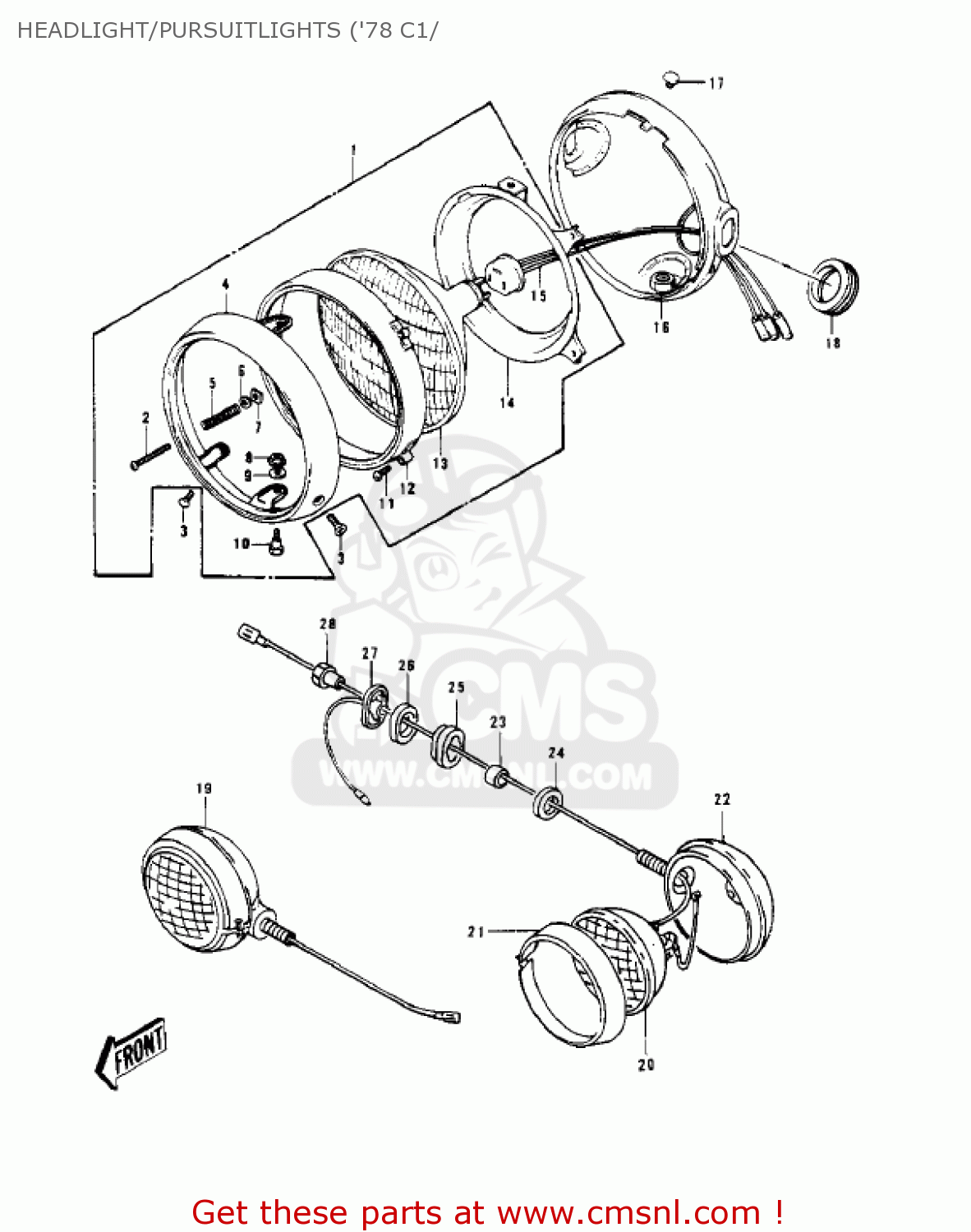 HEADLIGHT/PURSUITLIGHTS ('78 C1/ KZ1000C3 POLICE 1000 1980 USA CANADA