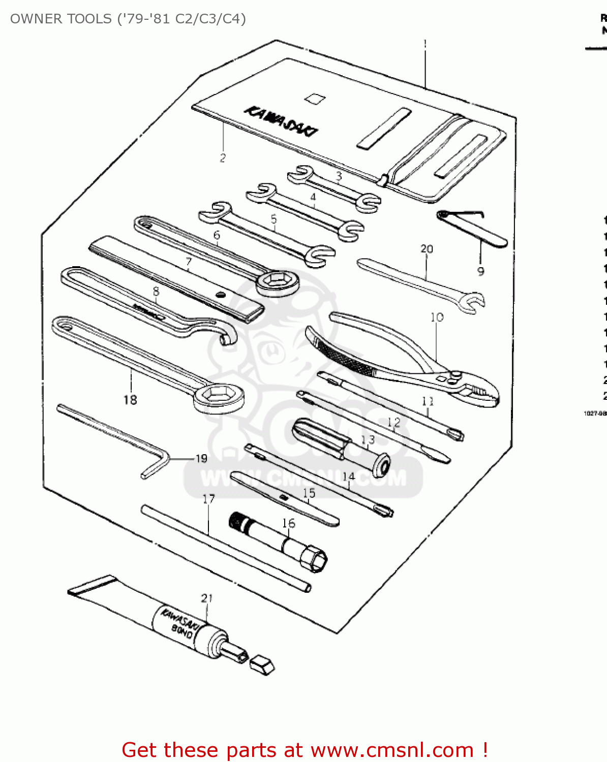 OWNER TOOLS ('79-'81 C2/C3/C4) KZ1000C3 POLICE 1000 1980 USA CANADA