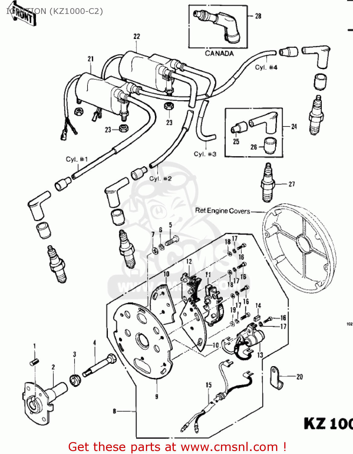 IGNITION (KZ1000-C2) KZ1000C3 POLICE 1000 1980 USA CANADA