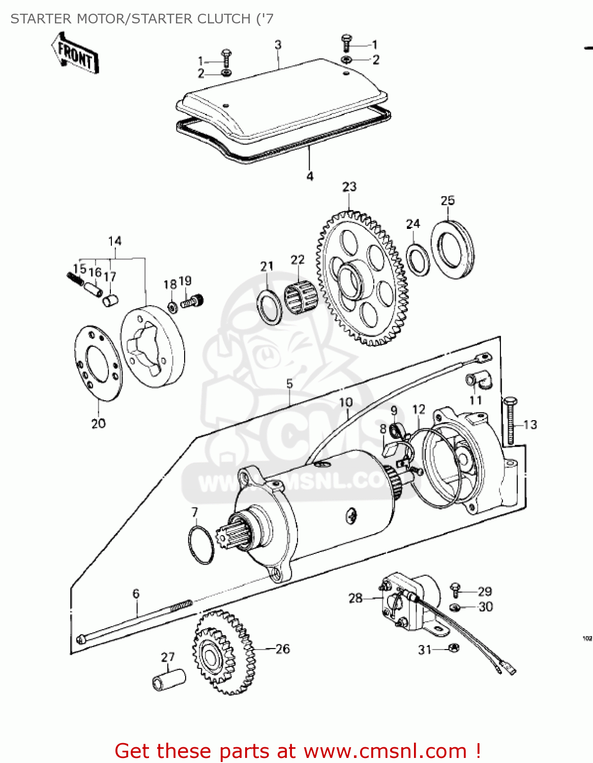 STARTER MOTOR/STARTER CLUTCH ('7 KZ1000C3 POLICE 1000 1980 USA CANADA