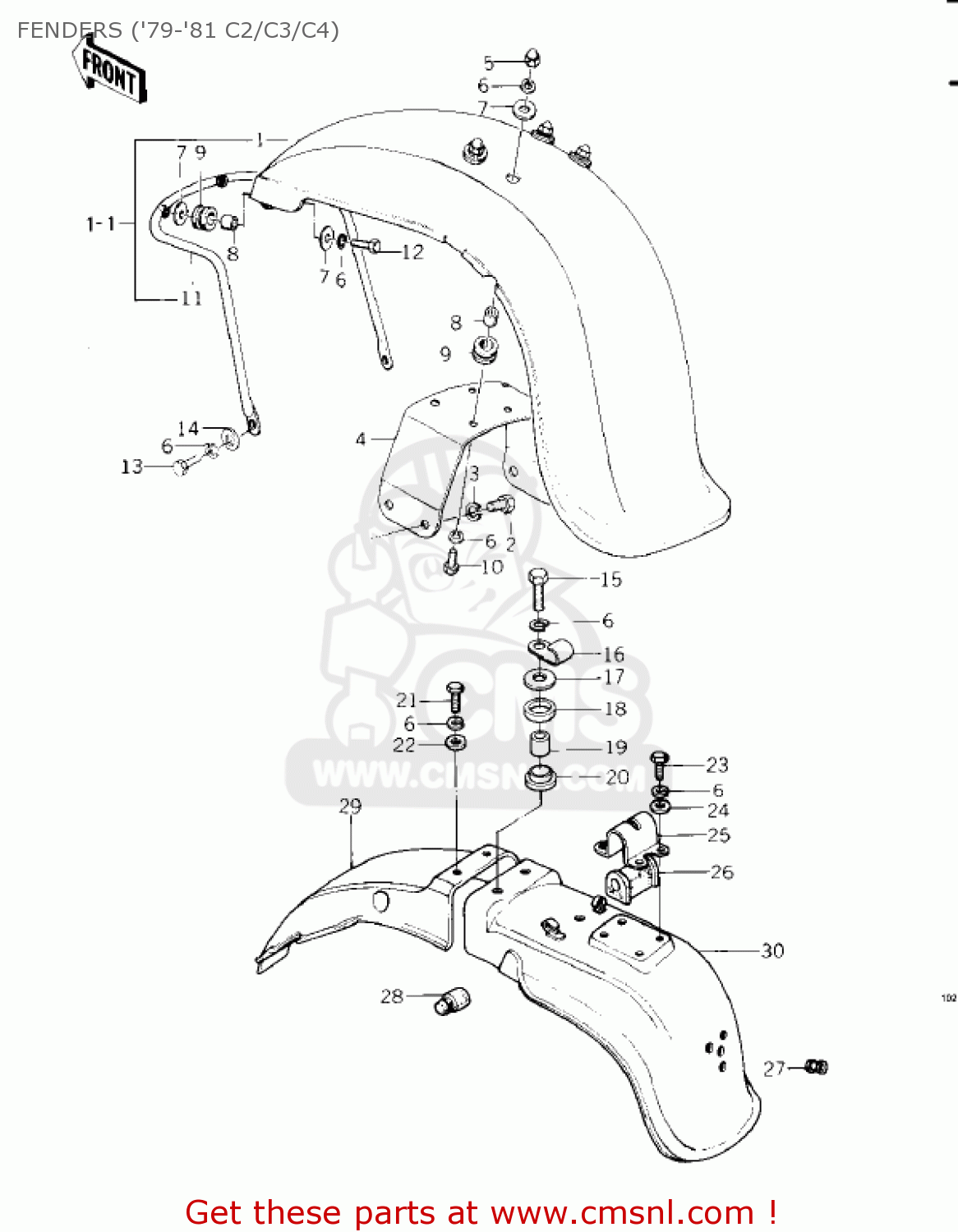 FENDERS ('79-'81 C2/C3/C4) KZ1000C3 POLICE 1000 1980 USA CANADA