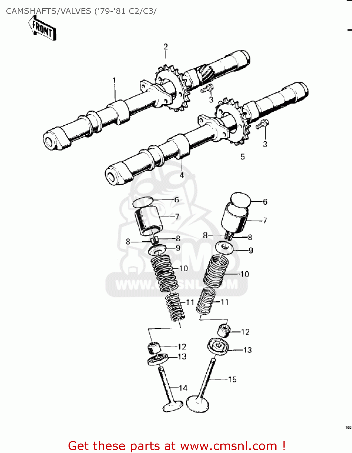 CAMSHAFTS/VALVES ('79-'81 C2/C3/ KZ1000C3 POLICE 1000 1980 USA CANADA