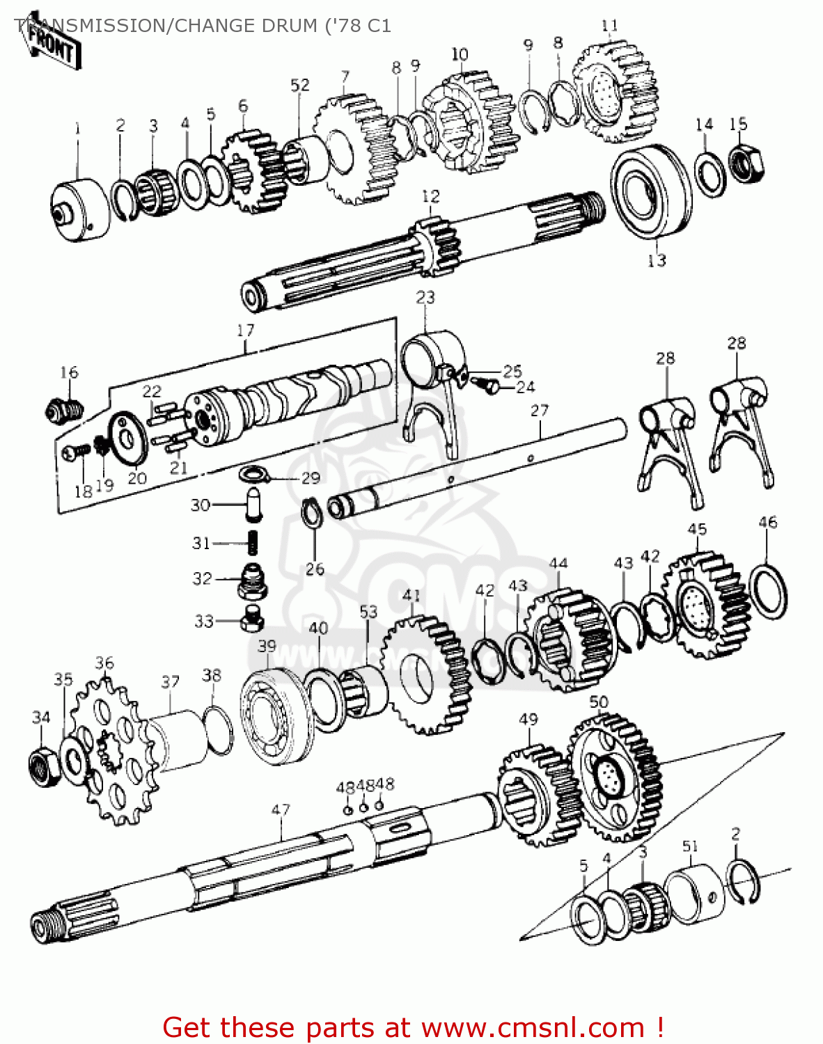 TRANSMISSION/CHANGE DRUM ('78 C1 KZ1000C3 POLICE 1000 1980 USA CANADA