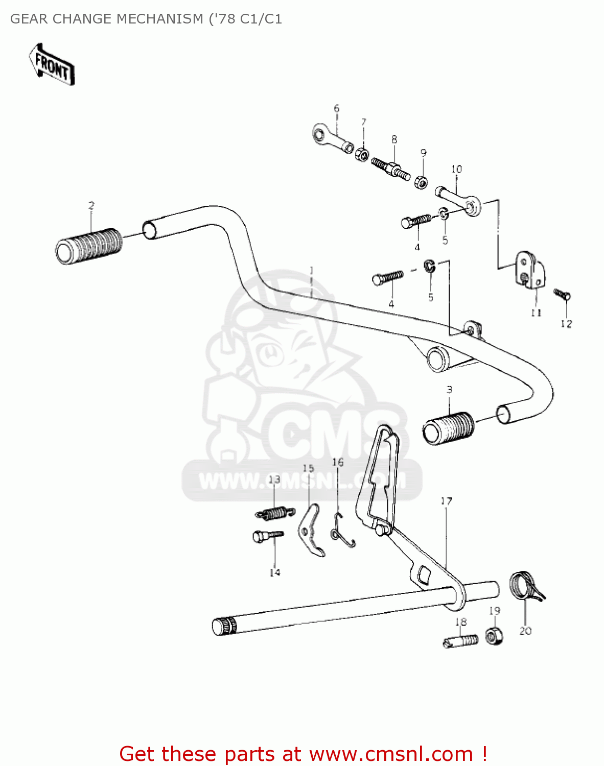 GEAR CHANGE MECHANISM ('78 C1/C1 KZ1000C3 POLICE 1000 1980 USA CANADA
