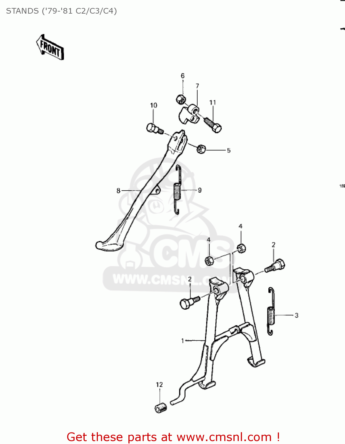 STANDS ('79-'81 C2/C3/C4) KZ1000C3 POLICE 1000 1980 USA CANADA