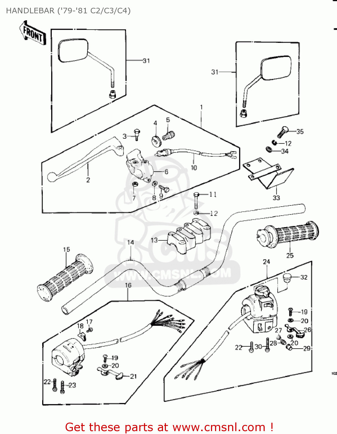 HANDLEBAR ('79-'81 C2/C3/C4) KZ1000C3 POLICE 1000 1980 USA CANADA