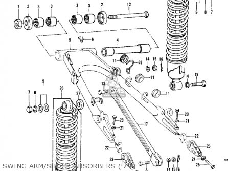 SWING ARM/SHOCK ABSORBERS ('79-' - KZ1000C3 POLICE 1000 1980 USA CANADA