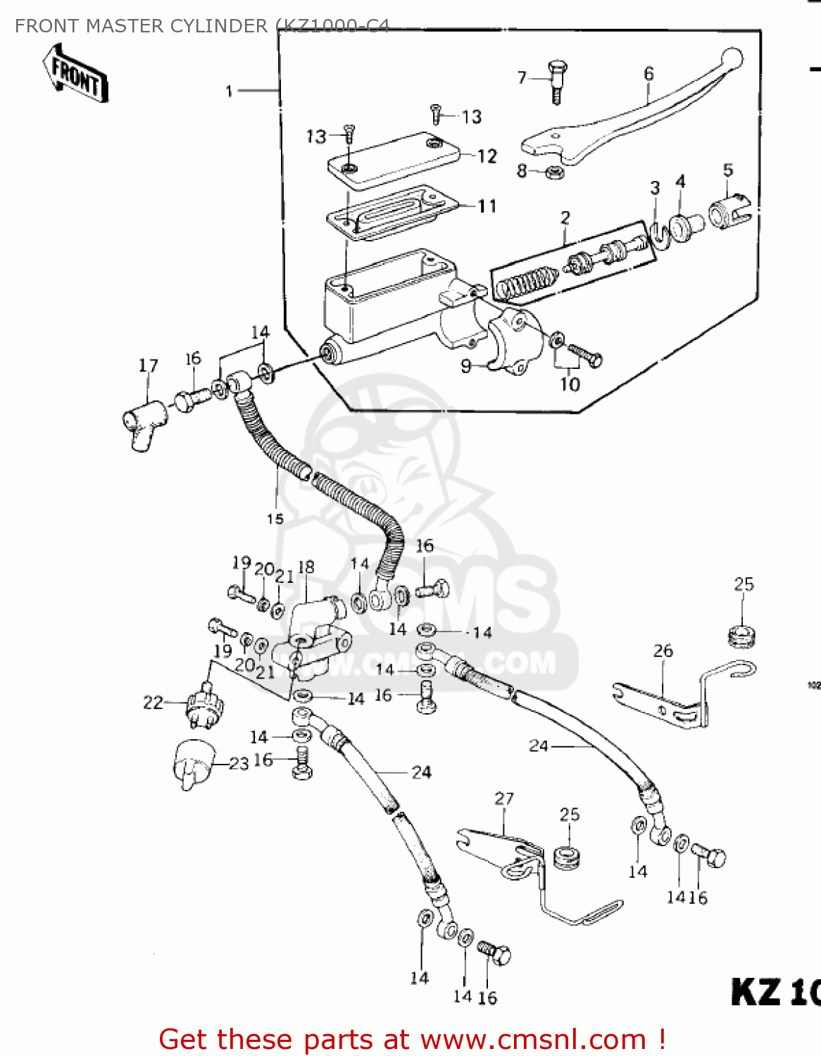 FRONT MASTER CYLINDER (KZ1000-C4 KZ1000C4 POLICE 1000 1981 USA CANADA