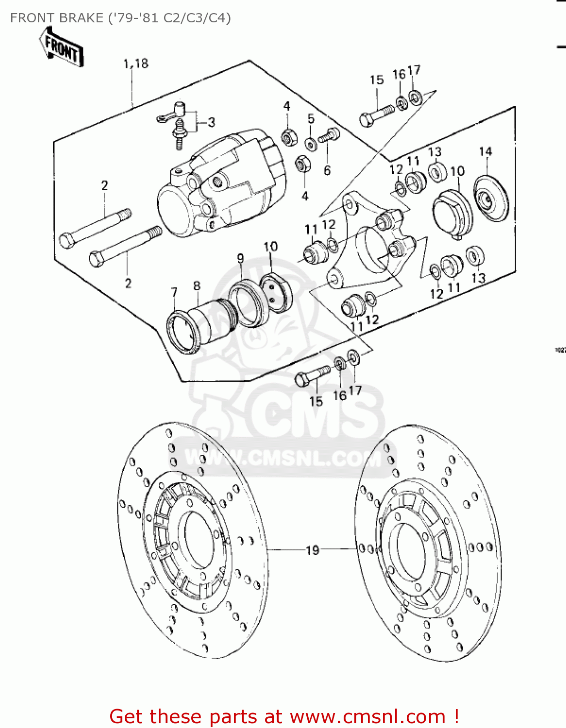 FRONT BRAKE ('79-'81 C2/C3/C4) KZ1000C4 POLICE 1000 1981 USA CANADA