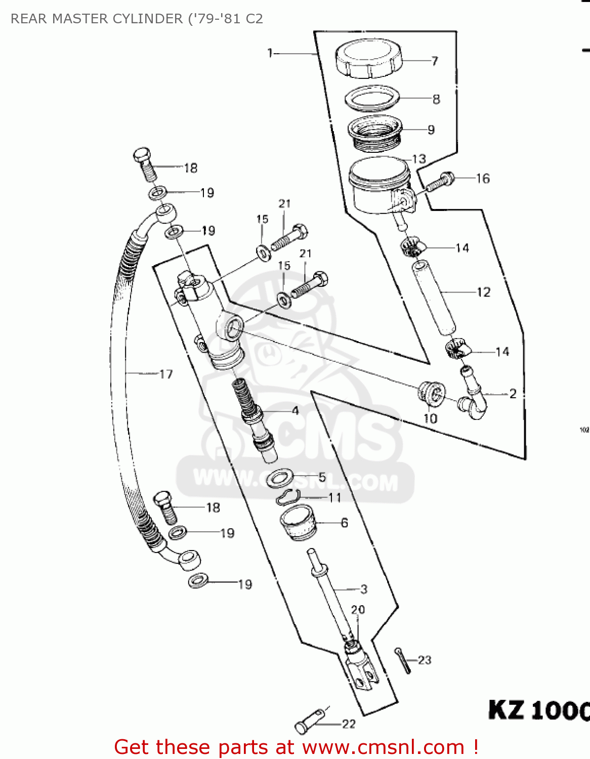 REAR MASTER CYLINDER ('79-'81 C2 KZ1000C4 POLICE 1000 1981 USA CANADA