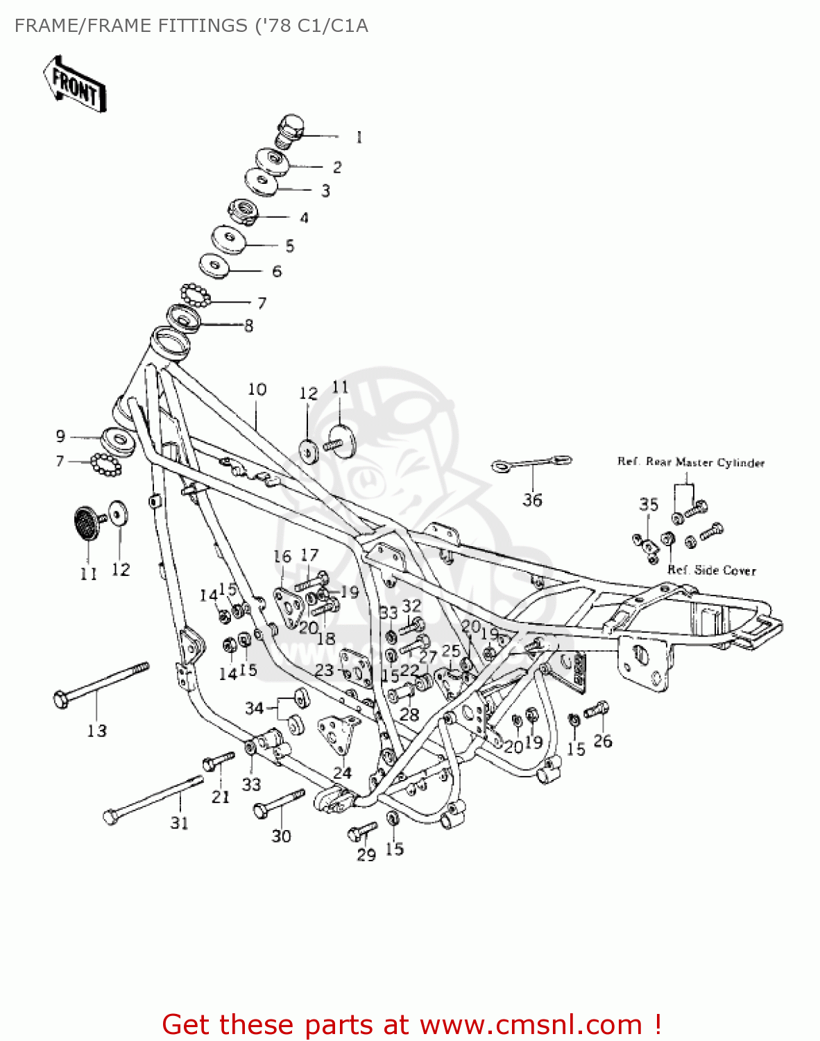 FRAME/FRAME FITTINGS ('78 C1/C1A KZ1000C4 POLICE 1000 1981 USA CANADA