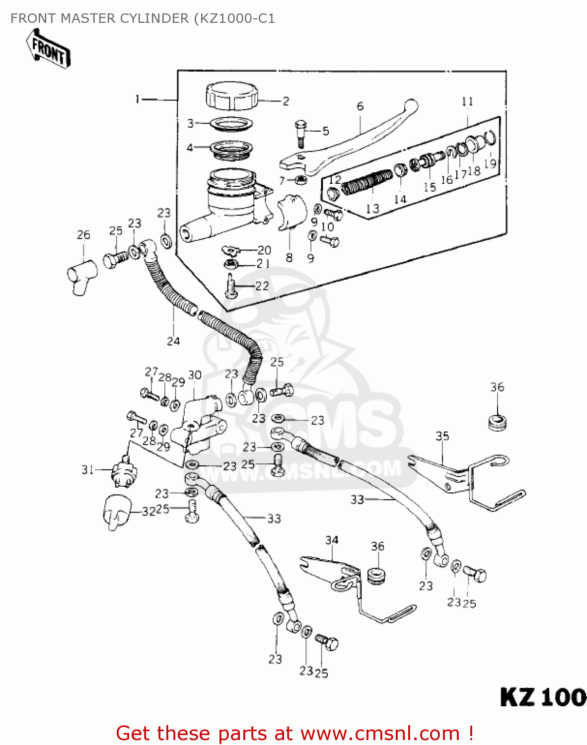 FRONT MASTER CYLINDER (KZ1000-C1 KZ1000C4 POLICE 1000 1981 USA CANADA