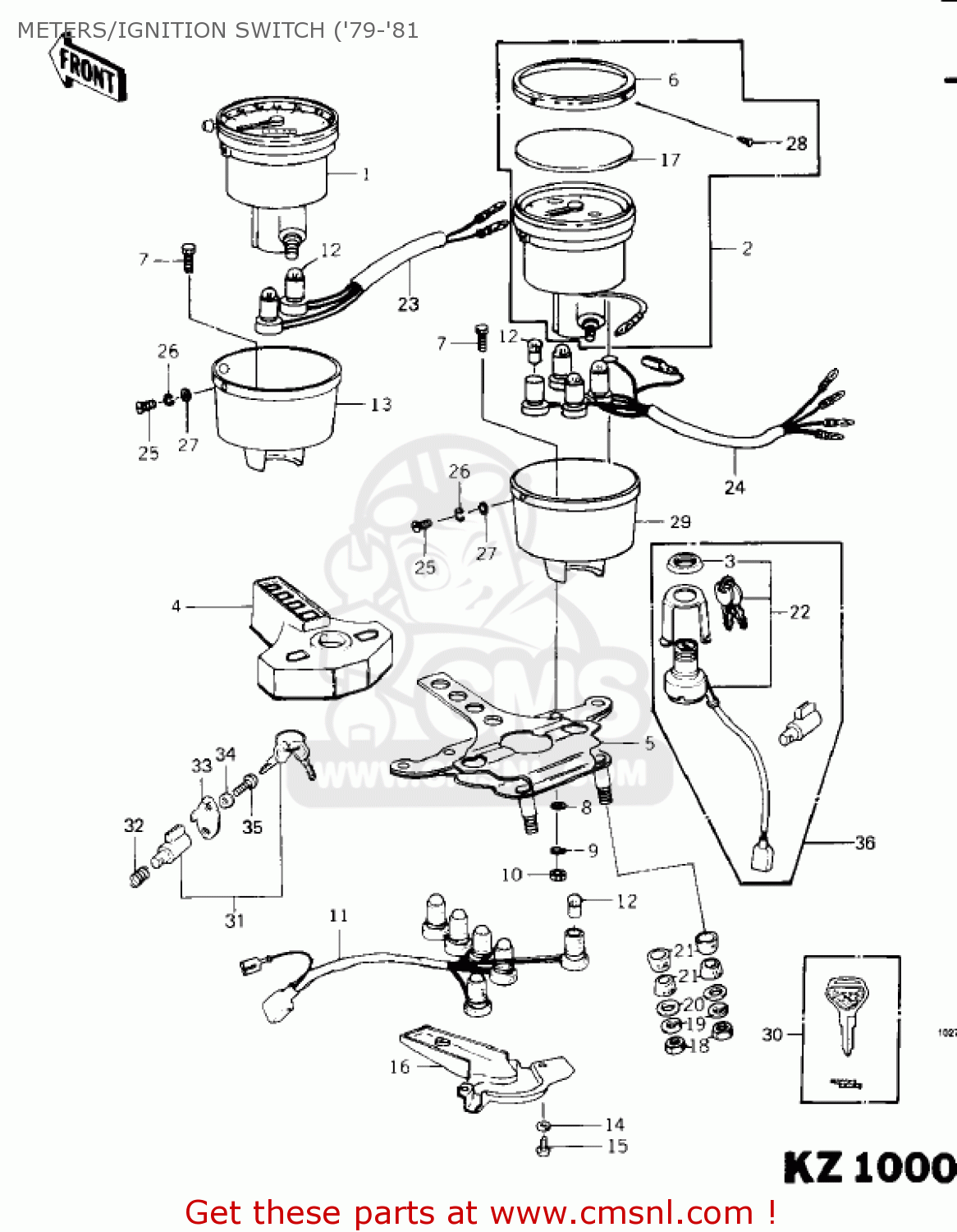 METERS/IGNITION SWITCH ('79-'81 KZ1000C4 POLICE 1000 1981 USA CANADA