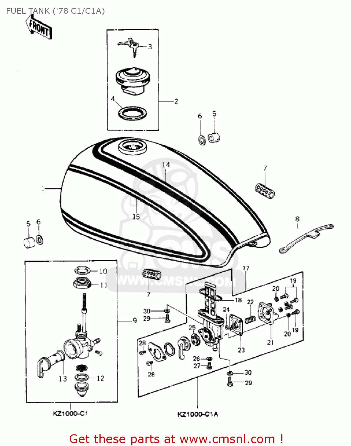 FUEL TANK ('78 C1/C1A) KZ1000C4 POLICE 1000 1981 USA CANADA