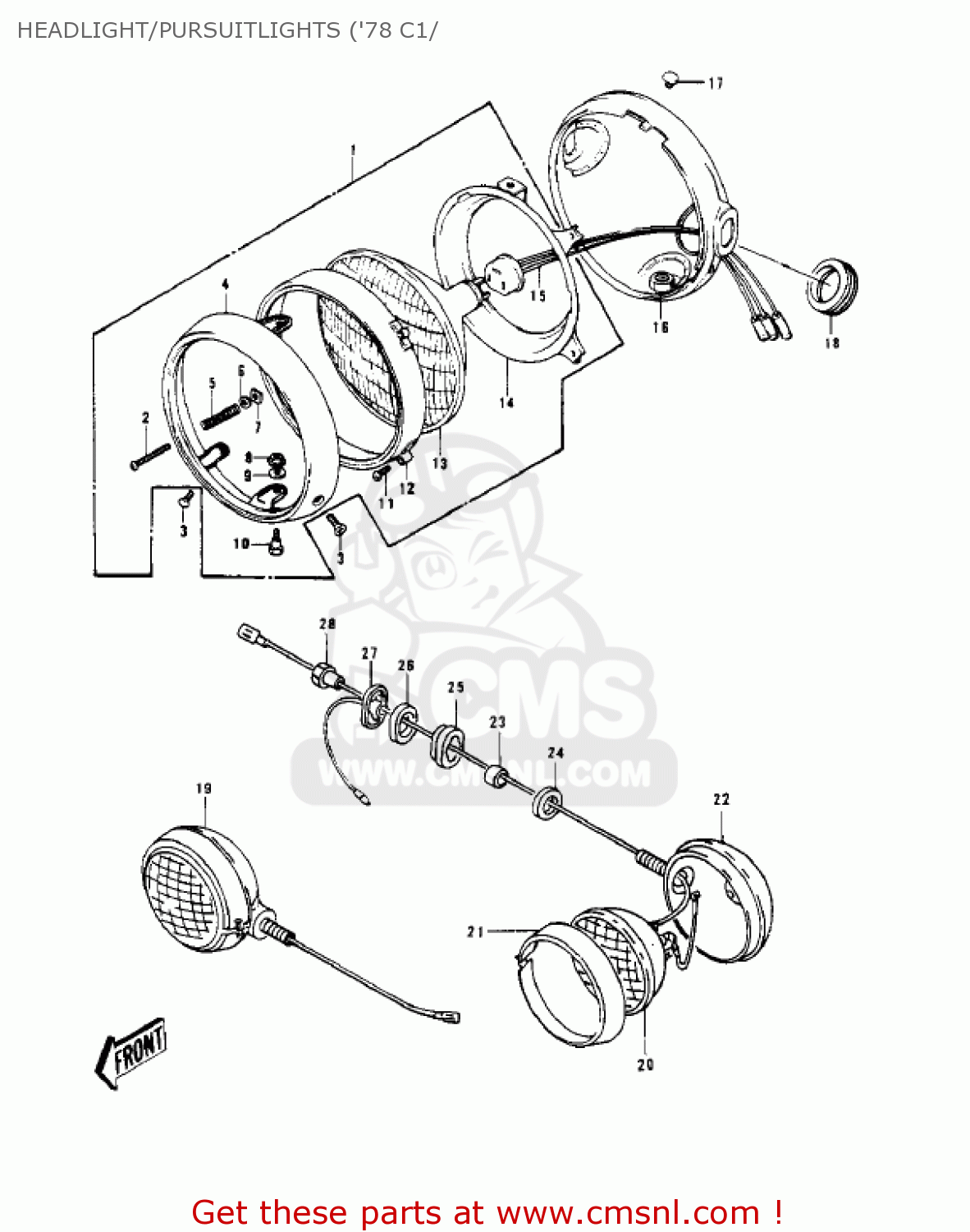 HEADLIGHT/PURSUITLIGHTS ('78 C1/ KZ1000C4 POLICE 1000 1981 USA CANADA