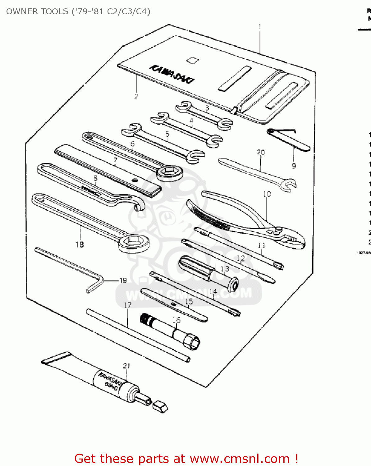 OWNER TOOLS ('79-'81 C2/C3/C4) KZ1000C4 POLICE 1000 1981 USA CANADA