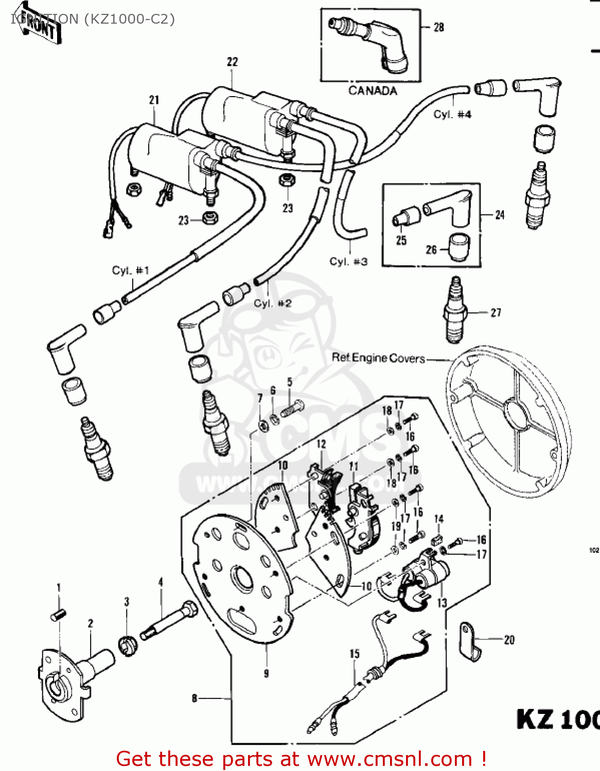IGNITION (KZ1000-C2) KZ1000C4 POLICE 1000 1981 USA CANADA