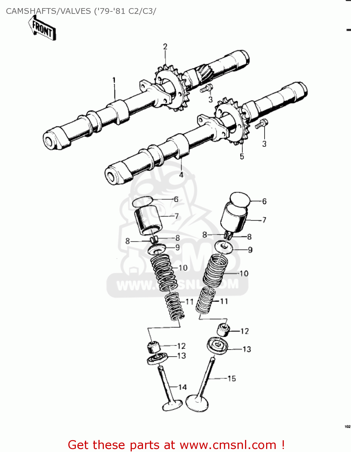 CAMSHAFTS/VALVES ('79-'81 C2/C3/ KZ1000C4 POLICE 1000 1981 USA CANADA