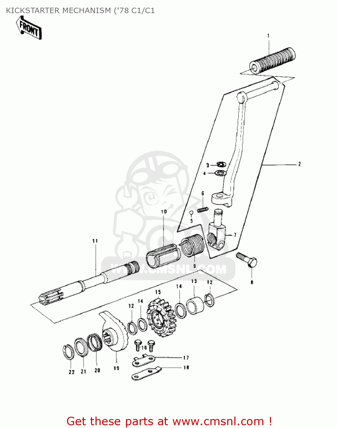KICKSTARTER MECHANISM ('78 C1/C1 KZ1000C4 POLICE 1000 1981 USA CANADA