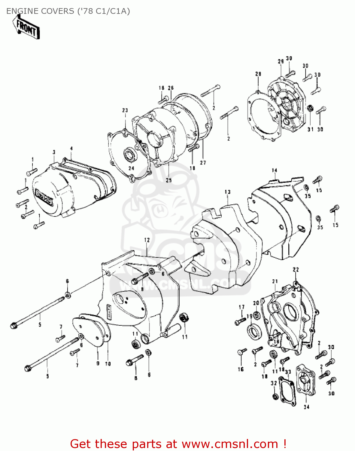 ENGINE COVERS ('78 C1/C1A) KZ1000C4 POLICE 1000 1981 USA CANADA