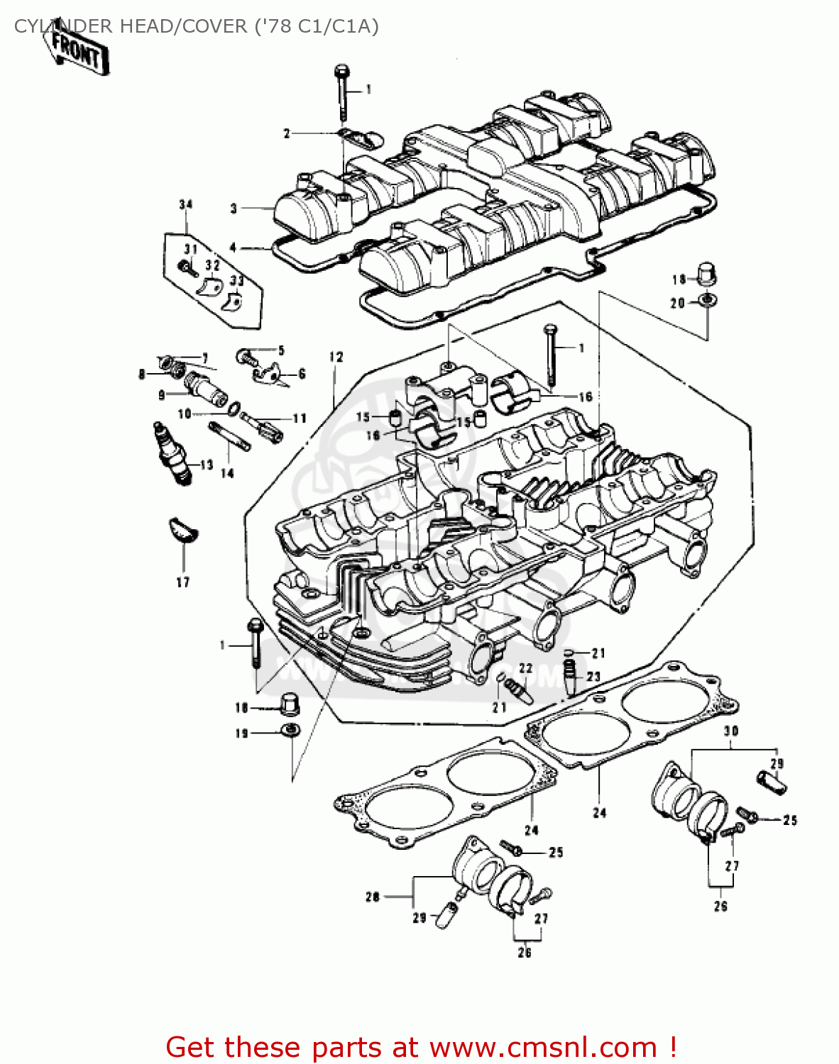 CYLINDER HEAD/COVER ('78 C1/C1A) KZ1000C4 POLICE 1000 1981 USA CANADA
