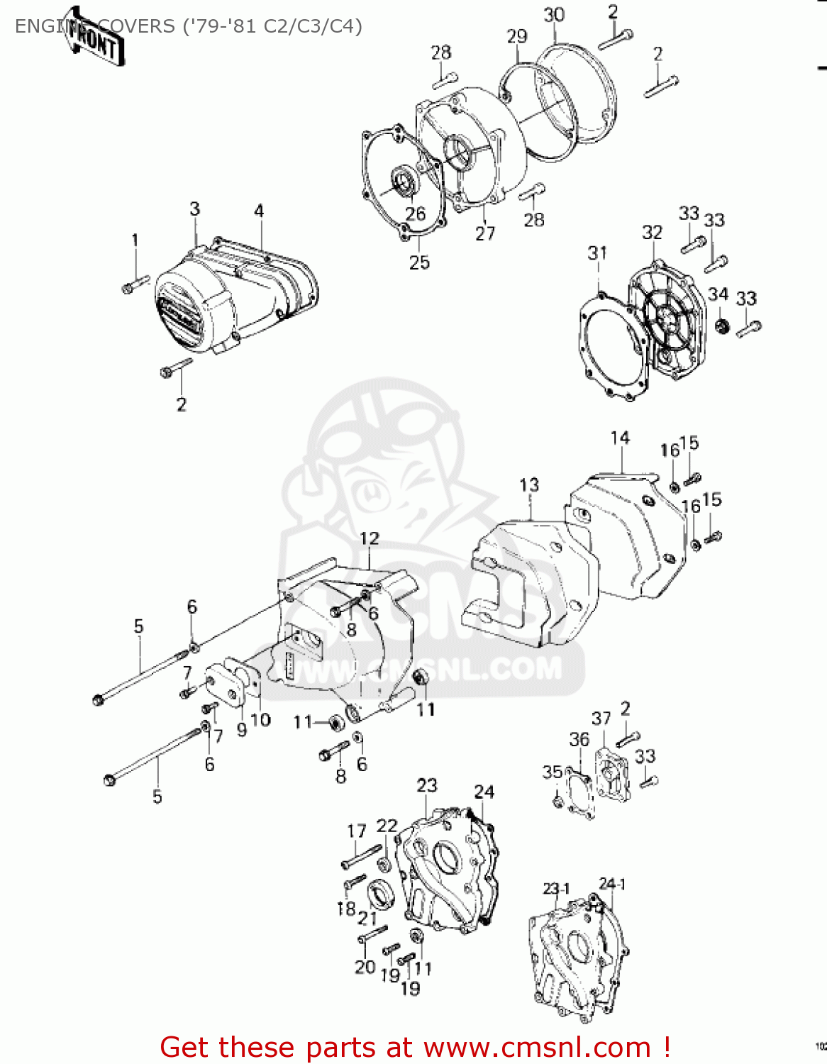 ENGINE COVERS ('79-'81 C2/C3/C4) KZ1000C4 POLICE 1000 1981 USA CANADA