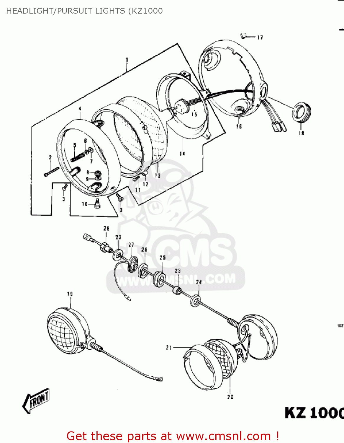 HEADLIGHT/PURSUIT LIGHTS (KZ1000 KZ1000C4 POLICE 1000 1981 USA CANADA