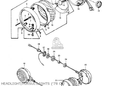 HEADLIGHT/PURSUITLIGHTS ('78 C1/ - KZ1000C4 POLICE 1000 1981 USA CANADA