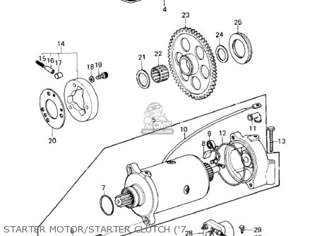 STARTER MOTOR/STARTER CLUTCH ('7 - KZ1000C4 POLICE 1000 1981 USA CANADA