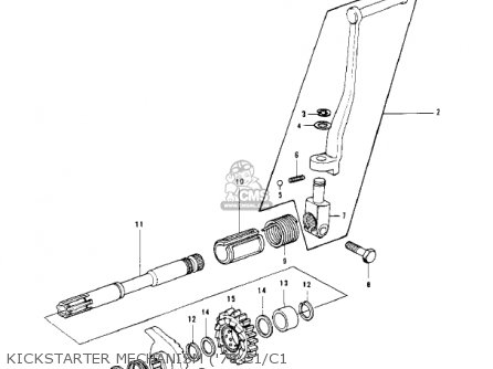 KICKSTARTER MECHANISM ('78 C1/C1 - KZ1000C4 POLICE 1000 1981 USA CANADA
