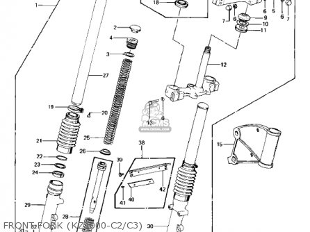 FRONT FORK (KZ1000-C2/C3) - KZ1000C4 POLICE 1000 1981 USA CANADA