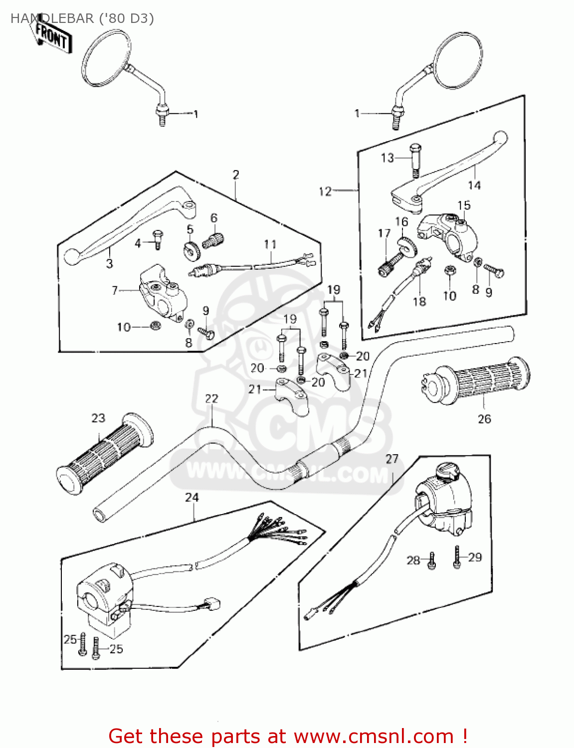 HANDLEBAR ('80 D3) KZ1000D1 Z1R 1978 CANADA