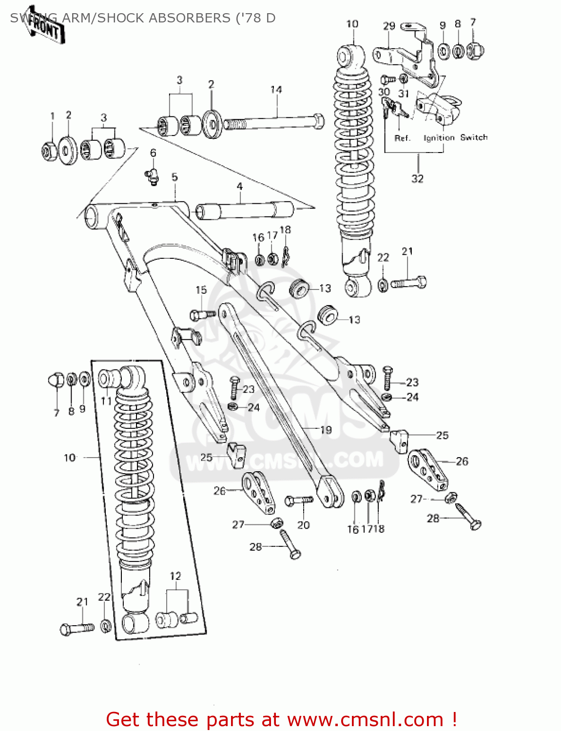 SWING ARM/SHOCK ABSORBERS ('78 D KZ1000D1 Z1R 1978 CANADA