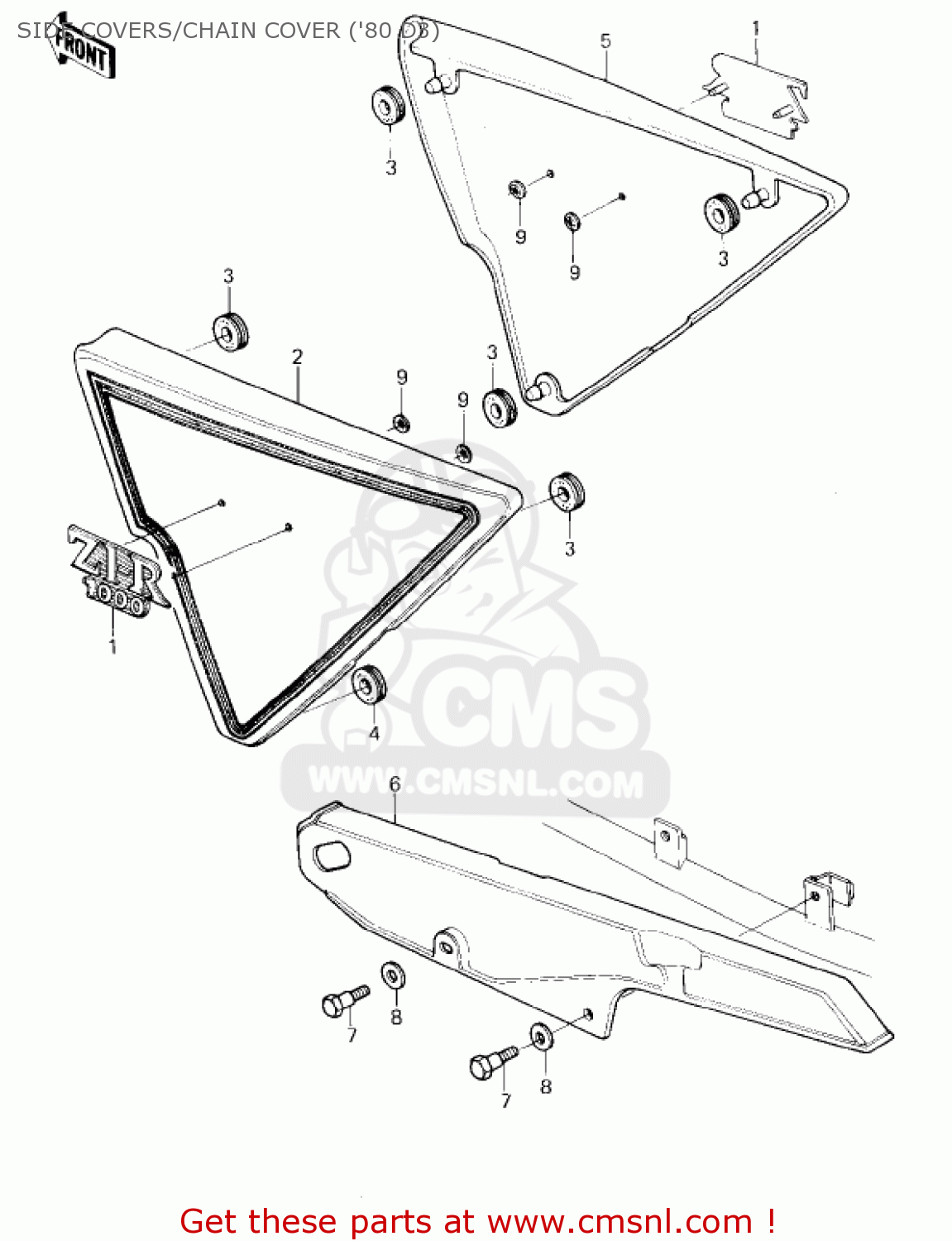 SIDE COVERS/CHAIN COVER ('80 D3) KZ1000D1 Z1R 1978 CANADA