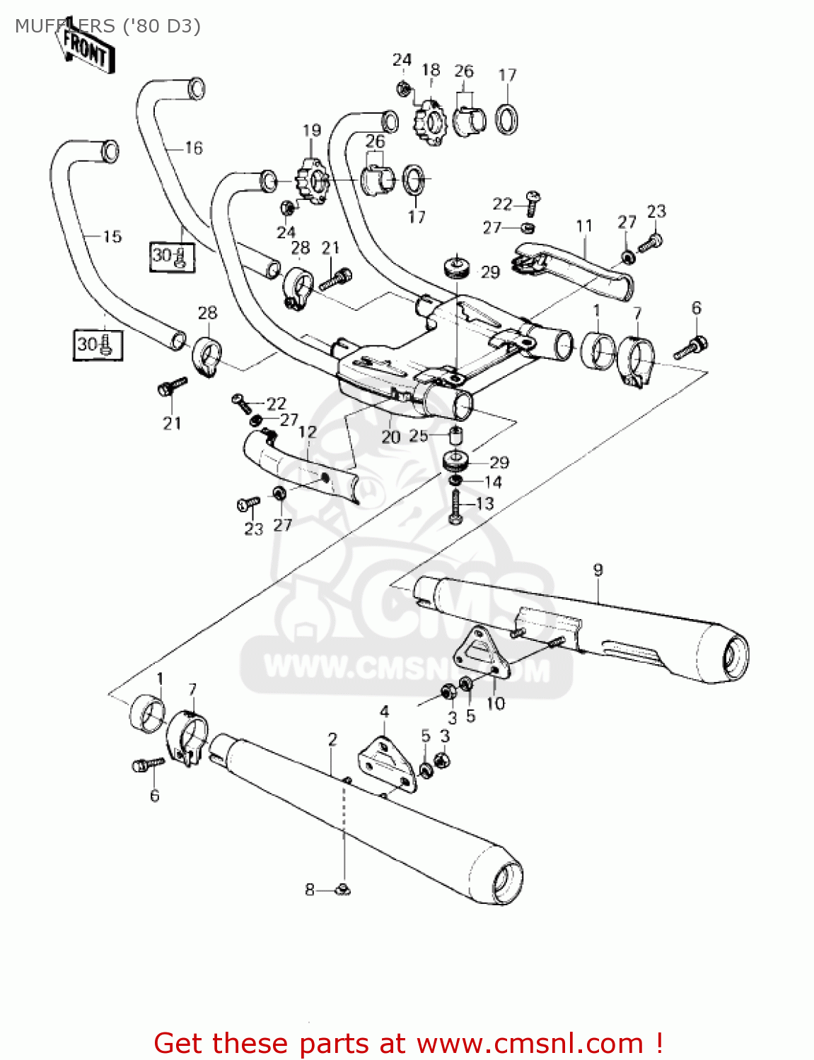 MUFFLERS ('80 D3) KZ1000D1 Z1R 1978 CANADA