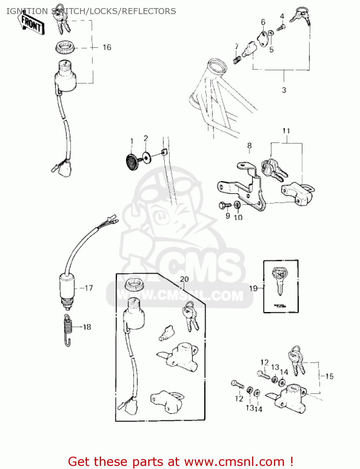 IGNITION SWITCH/LOCKS/REFLECTORS KZ1000D1 Z1R 1978 CANADA