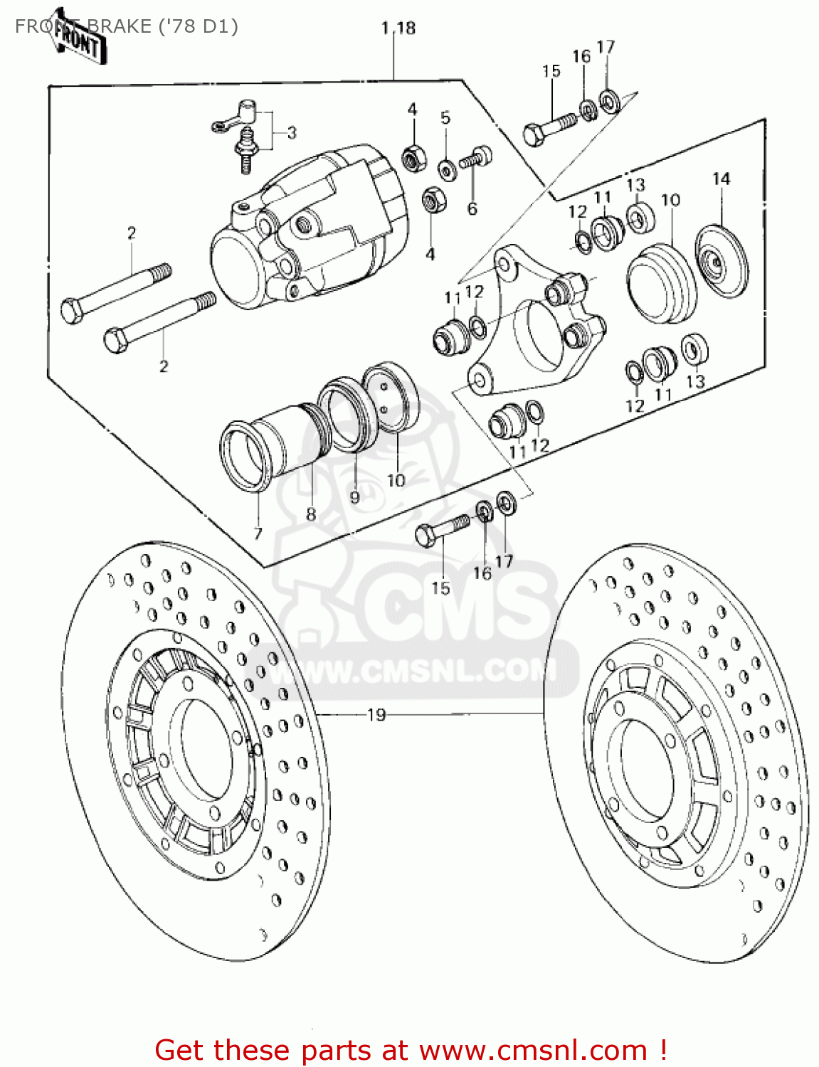 FRONT BRAKE ('78 D1) KZ1000D1 Z1R 1978 CANADA
