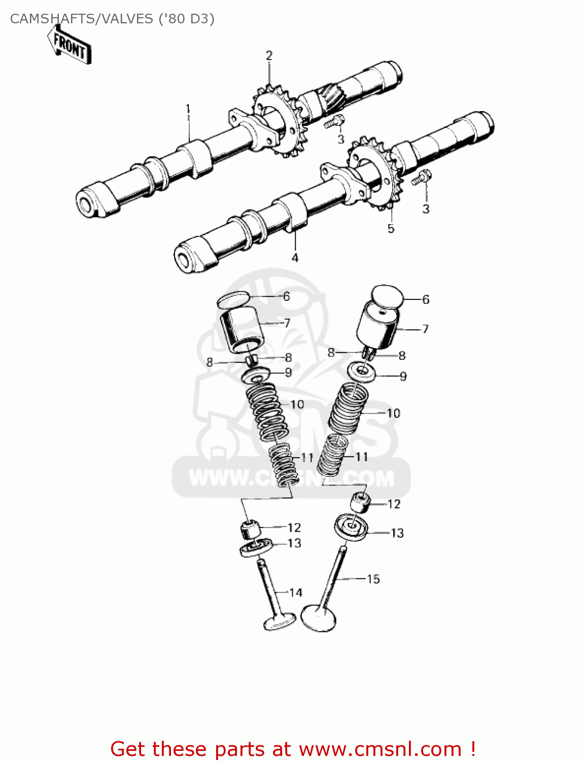 CAMSHAFTS/VALVES ('80 D3) KZ1000D1 Z1R 1978 CANADA