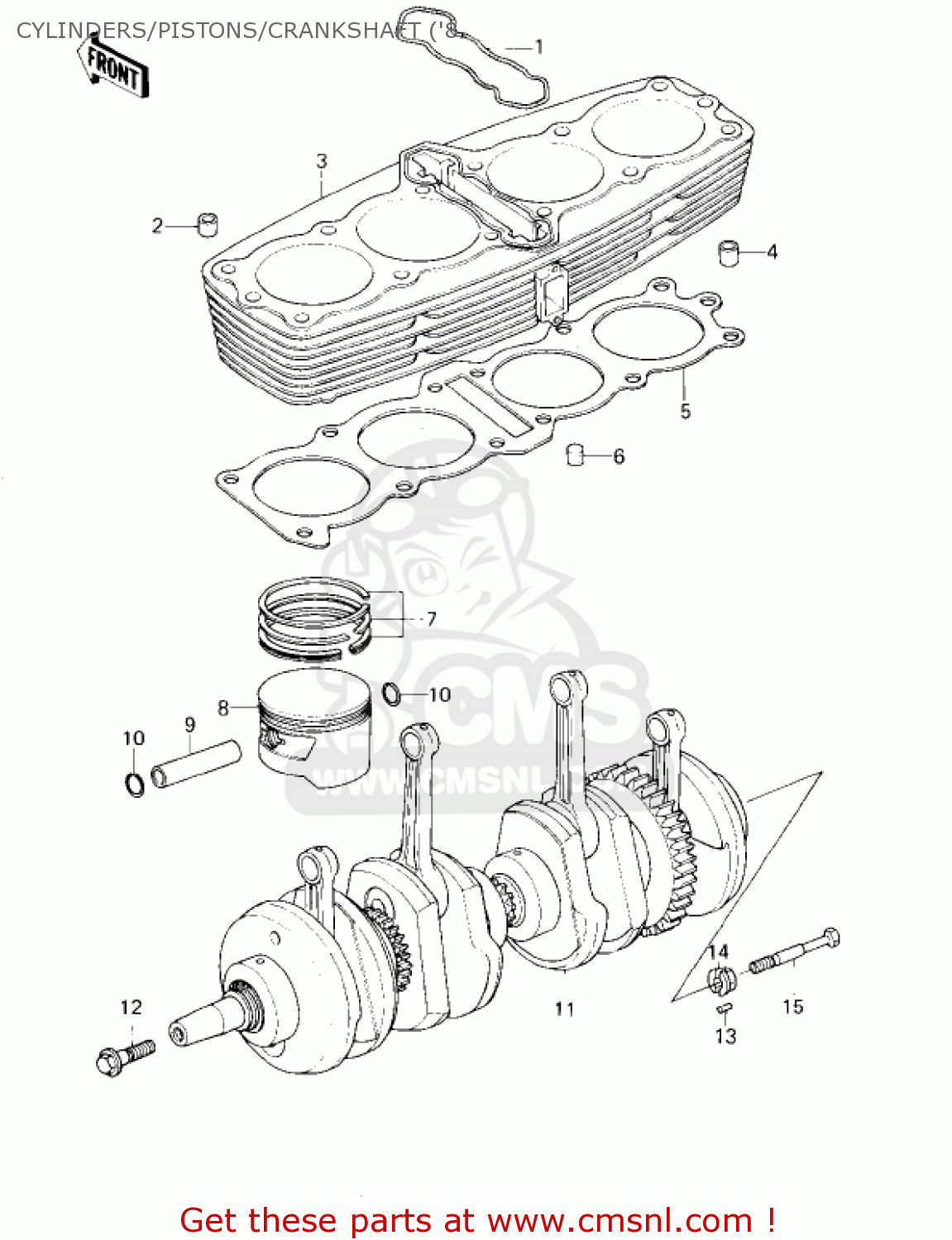 CYLINDERS/PISTONS/CRANKSHAFT ('8 KZ1000D1 Z1R 1978 CANADA