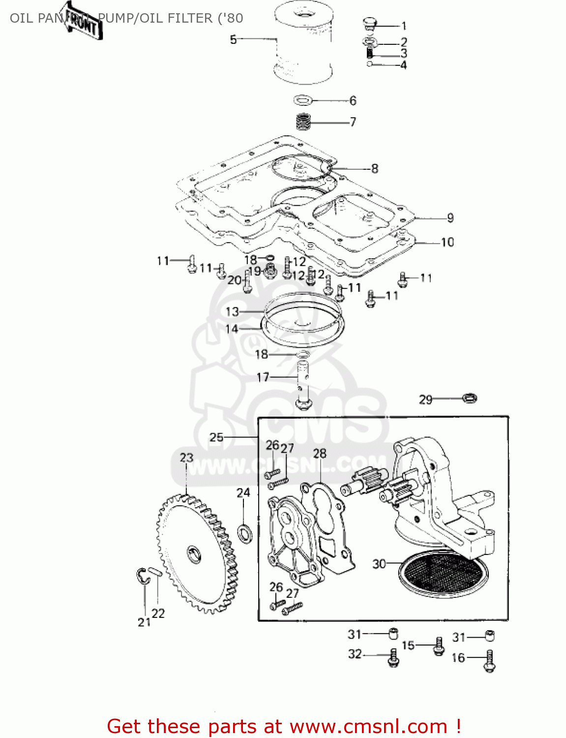 OIL PAN/OIL PUMP/OIL FILTER ('80 KZ1000D1 Z1R 1978 CANADA