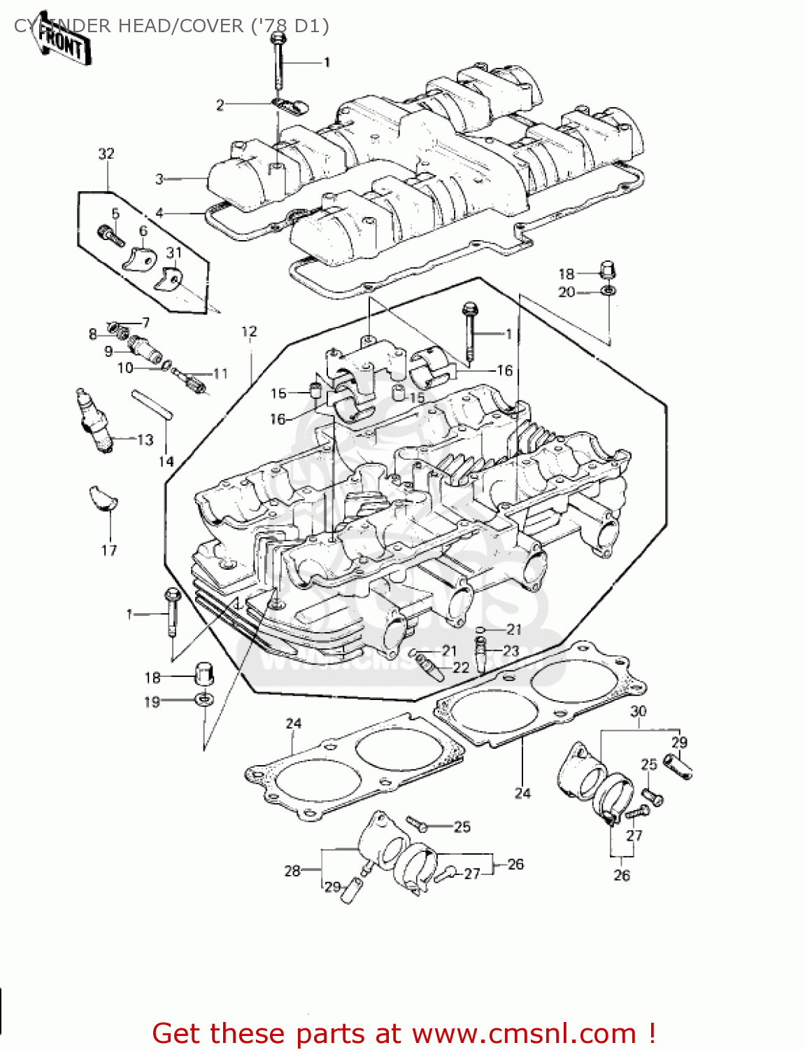 CYLINDER HEAD/COVER ('78 D1) KZ1000D1 Z1R 1978 CANADA
