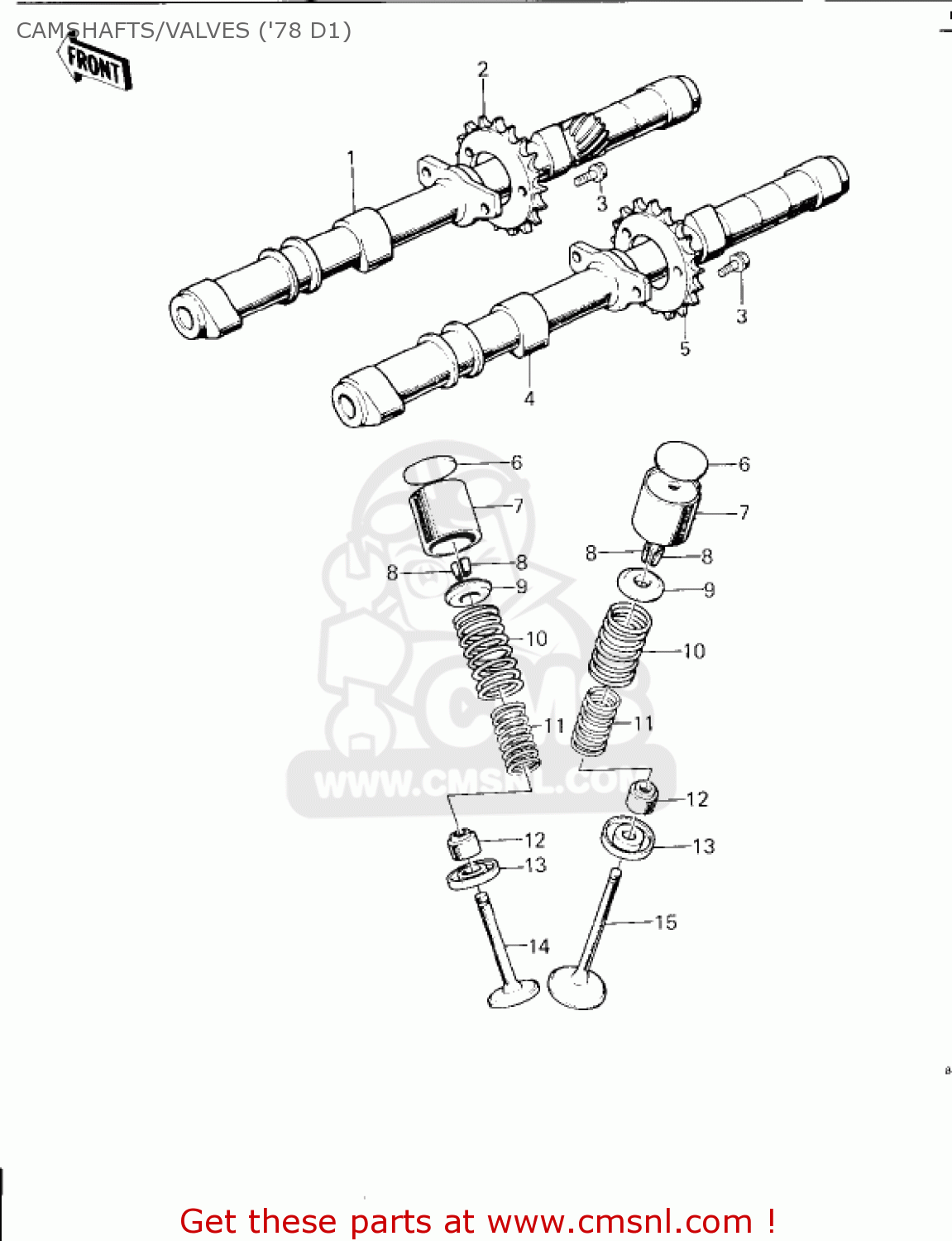CAMSHAFTS/VALVES ('78 D1) KZ1000D1 Z1R 1978 CANADA